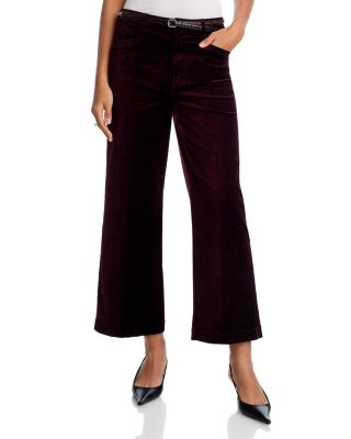 Anessa High Rise Wide Leg Velvet Jeans in Aubergine