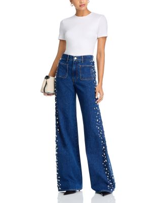 Kasey Mid Rise Wide Leg Jeans in Stoned Bright Blue