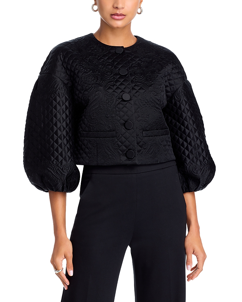 Veronica Beard Drake Quilted Balloon-sleeve Jacket In Black
