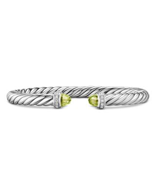 Cable Flex&reg; Bracelet in Sterling Silver with Peridot and Diamonds, 6mm