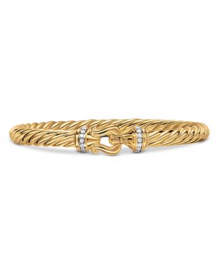Cablespira&reg; Buckle Bracelet in 18K Yellow Gold with Diamonds, 6mm