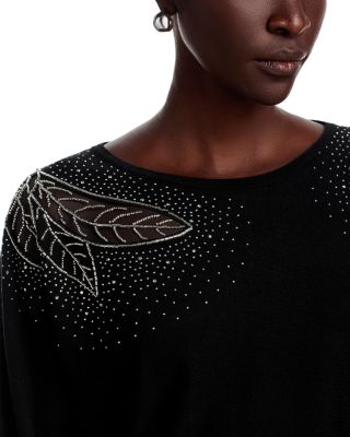 Long Sleeve Jersey, Beaded and Lace Inset Sweater
