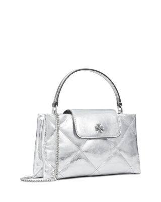 Kira East/West Diamond Quilted Metallic Leather Top Handle Bag
