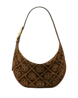 T Monogram Small Flocked Shoulder Bag