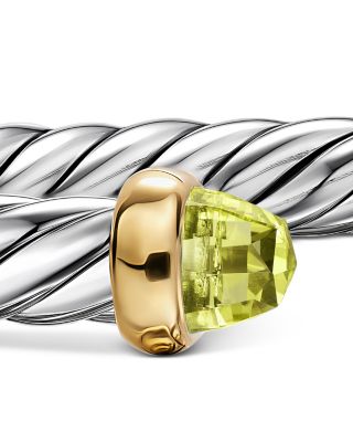 Cable Flex&reg; Bracelet in Sterling Silver with 14K Yellow Gold and Peridot, 6mm