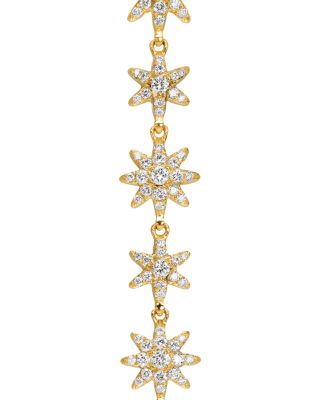 Starburst Drop Earrings in 18K Yellow Gold with Diamonds, 70.9mm