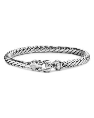 Cable Flex&reg; Buckle Bracelet in Sterling Silver with Diamonds, 6mm