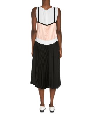 Crepe Envers Satin Multimaterial Trope Oil Midi Dress