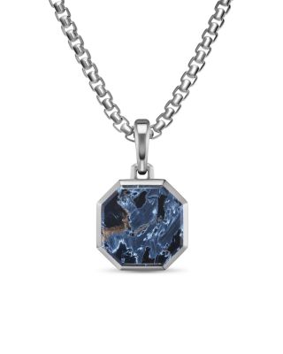 Faceted Stone Amulet in Sterling Silver with Pietersite, 16mm