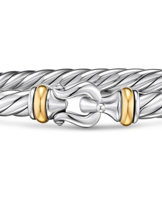 Cable Flex&reg; Buckle Bracelet in Sterling Silver with 14K Yellow Gold, 6mm