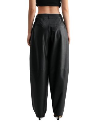 High Rise Faux Leather Pleat Pants