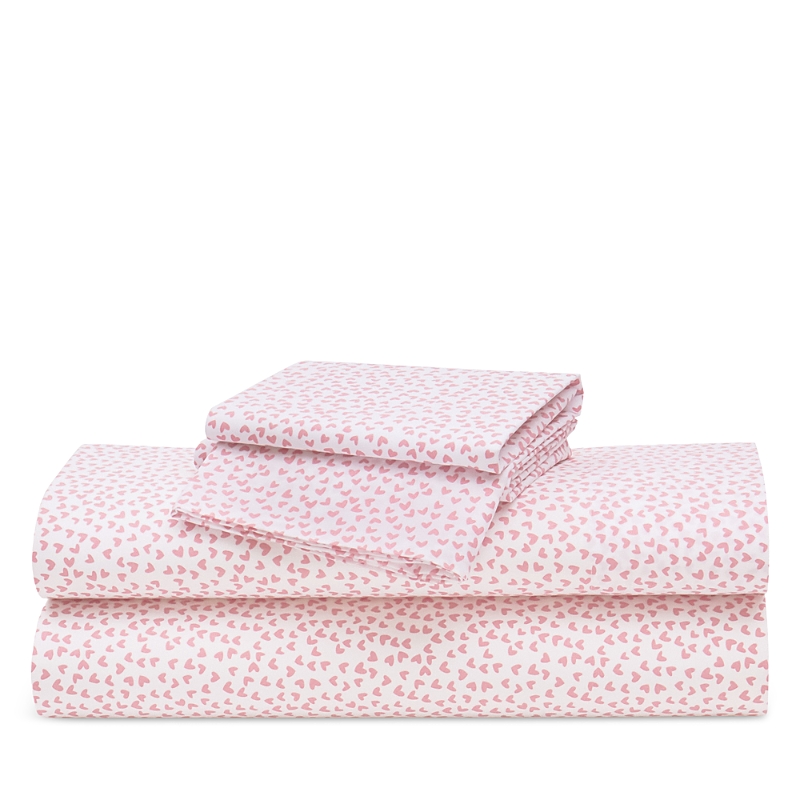 Petite Plume Sweetheart Percale Sheet Set, Twin In Pink