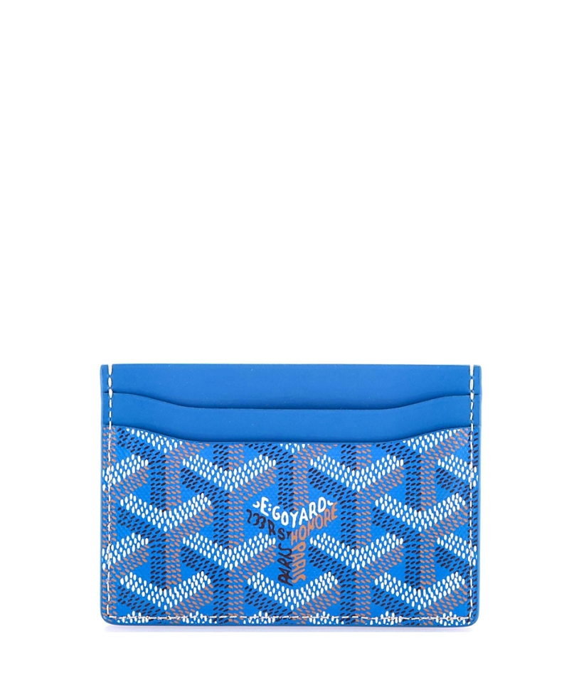 Pre-owned Pre-owned Goyard  Goyard Saint Sulpice Card Holder Coated Canvas In Blue