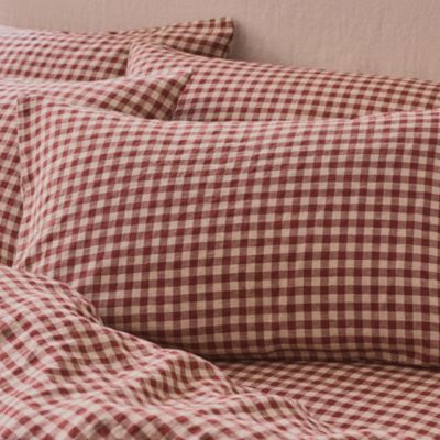  Gingham Linen Pillowcase Pair, Standard