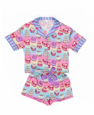 Girls' It's My Party Silky Short Sleeve Shorts Set-Little Kid, Big Kid