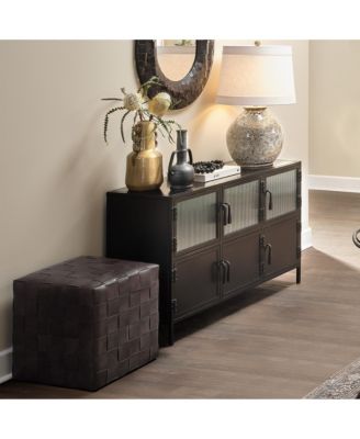  Woven Leather Ottoman