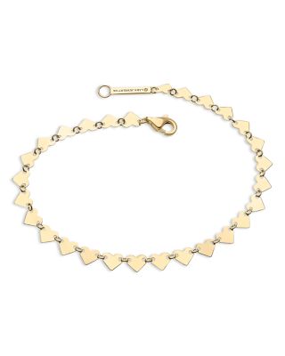 14K Yellow Gold Heart Chain Link Bracelet