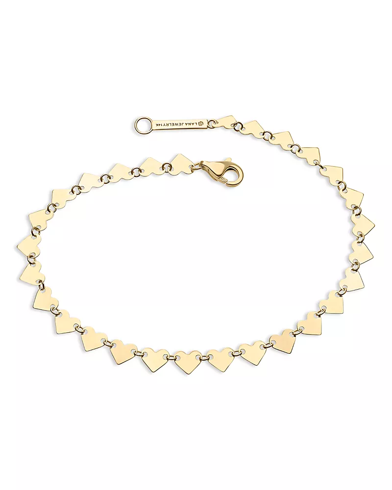 Lana Jewelry 14K Yellow Gold Heart Chain Link Bracelet