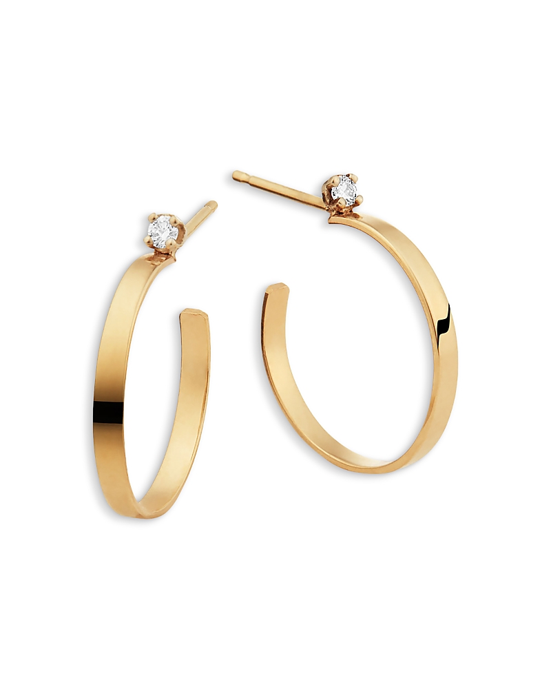 Lana Jewelry Diamond Solitaire Huggie Hoop Earrings in 14K Yellow Gold, 0.07 tcw