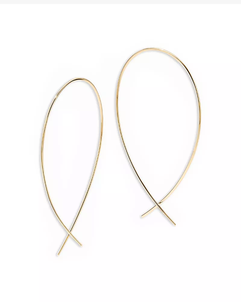 Lana Jewelry 14K Yellow Gold or 14K White Gold Upside Down Hoop Threader Earrings