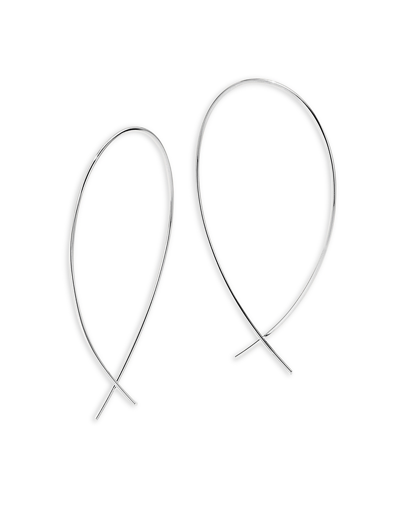 Lana Jewelry 14k Yellow Gold Or 14k White Gold Upside Down Hoop Threader Earrings In Metallic