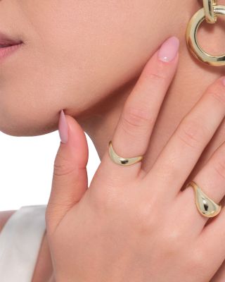 14K Yellow Gold Thin Curved Bubble Ring