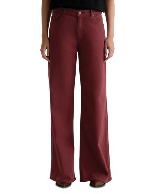 Saige Mid Rise Wide Leg Jeans in Cranberry