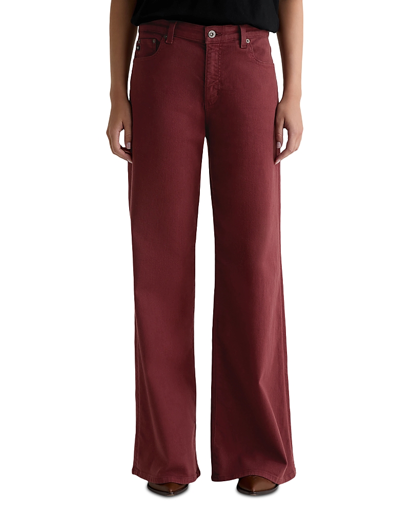 Ag Saige Mid Rise Wide Leg Jeans In Cranberry In Burgundy