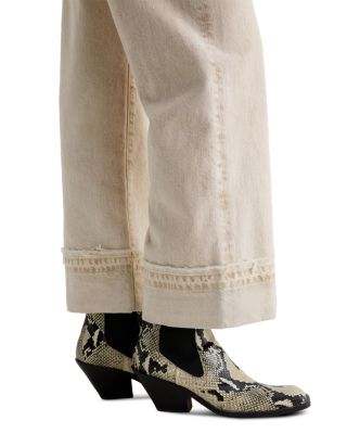 Saige Mid Rise Wide Leg Crop Jeans in Sulfur Melange Camel