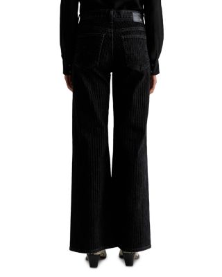 Mid Rise Flocked Velvet Pinstripe Wide Leg Jeans in Dress It Up