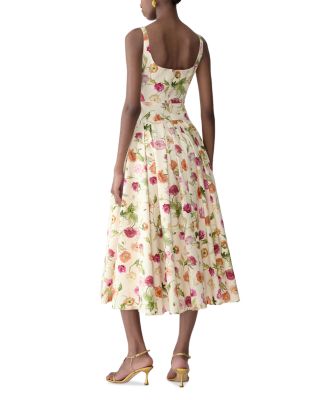 Scoop Neck Drop Waist Midi Dress