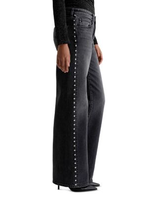 Adria Studded Low Rise Wide Leg Jeans in Immensity