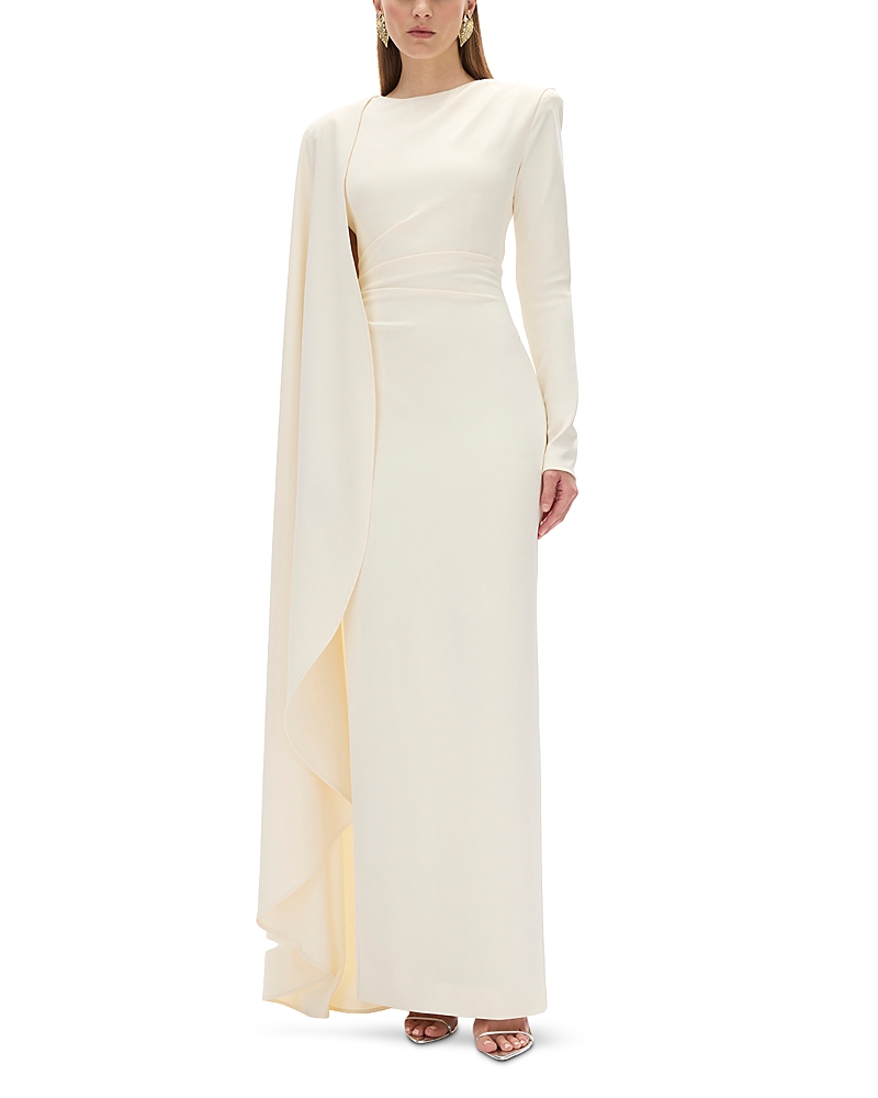 Rachel Gilbert Dion Cape Gown In White