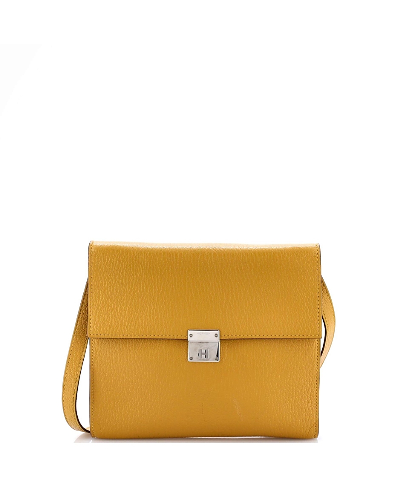 Pre-owned Pre-owned Hermes  Hermes 16 Clic Wallet On Strap Chevre Mysore In Yellow