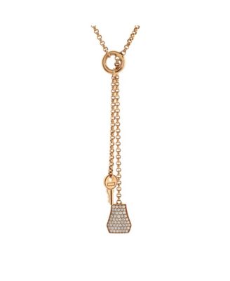  Small Kelly Clochette Pendant Necklace 18K Rose Gold with Diamonds, 15 - 15.75"