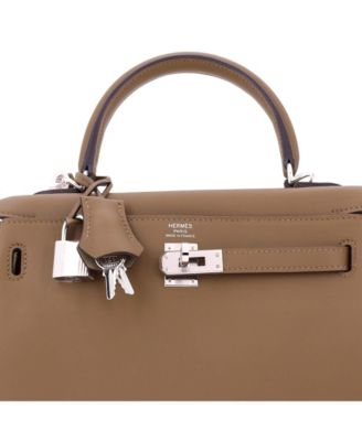 Kelly 25 Handbag Verso Swift with Palladium Hardware