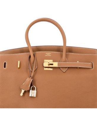 Birkin 35 Handbag Brown Clemence with Gold Hardware