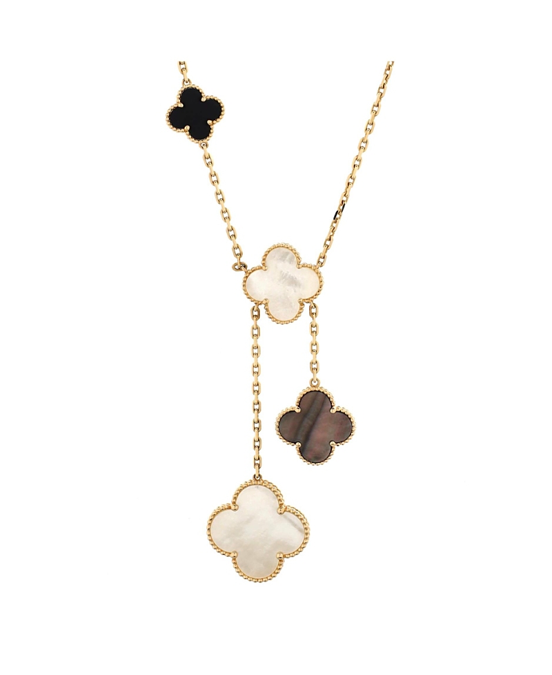 PRE-OWNED VAN CLEEF & ARPELS Pre-owned Van Cleef & Arpels Magic Alhambra 6 Motifs Necklace 18k Gold And Mother Of Pearl With Onyx