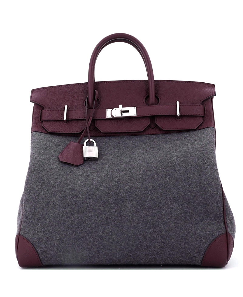 PRE-OWNED HERMES Pre-owned Hermes 40 Go Team Hac Birkin Bag Felt And Togo With Palladium Hardware In Multi