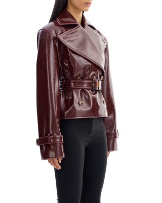 Ladies Belted Faux Leather Jacket