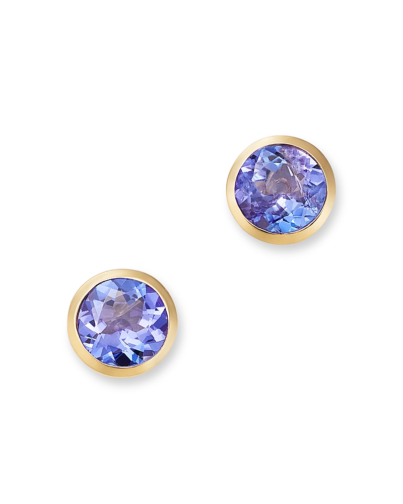 Bloomingdale's Fine Collection Semi Precious Gemstone Bezel Set Stud Earrings In 14k Yellow Gold In Purple
