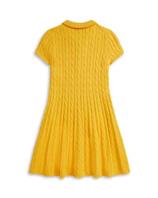 Girls' Cable Knit Cotton Polo Sweater Dress - Big Kid