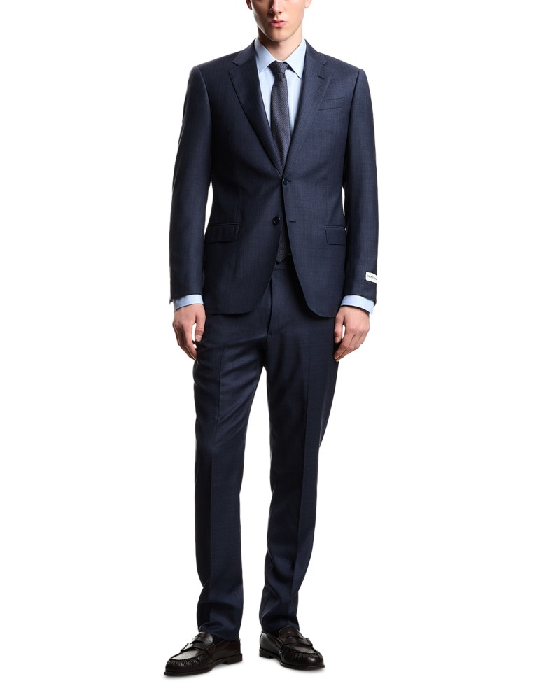 Emporio Armani Regular Fit Checkered Suit in Bluette