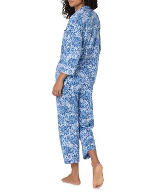 Floral Crop Three Quarter Sleeve Pajama Set