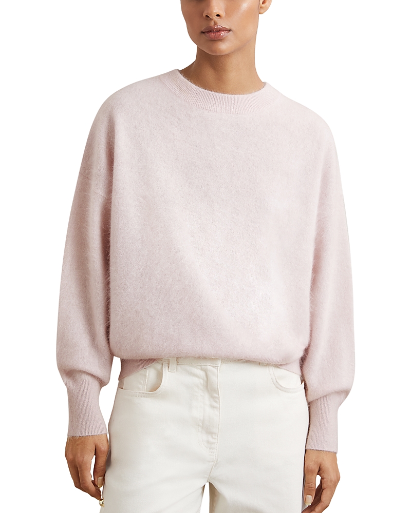 Reiss Misha Brushed Cashmere Crewneck Sweater In Pink