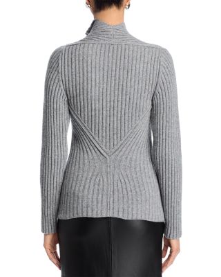 Draped Wool Blend Turtleneck Sweater