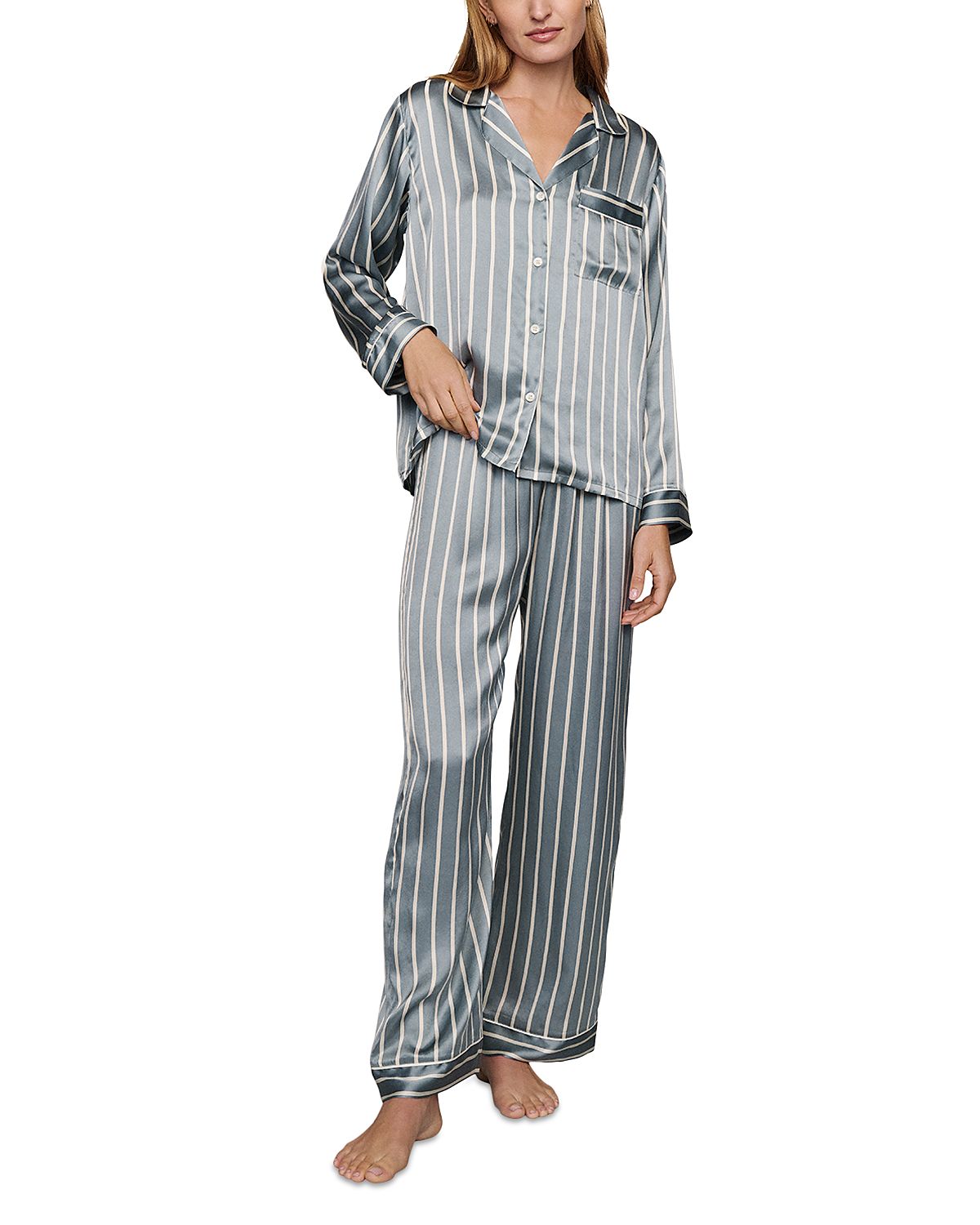 Eberjey Inez Printed Washable Silk Long Pajama Set