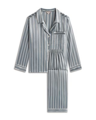 Inez Printed Washable Silk Long Pajama Set