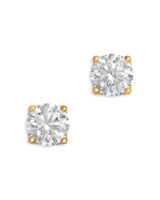Certified Lab Grown Diamond Tulip Setting Stud Earrings in 18K Yellow Gold, 5.0 tcw