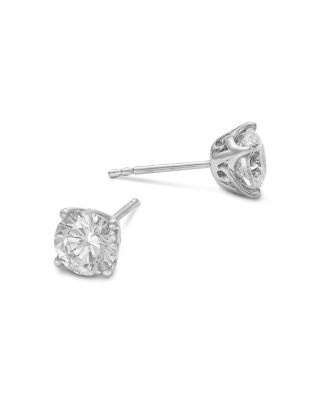 Certified Lab Grown Diamond Tulip Setting Stud Earrings in 18K White Gold, 2.0 tcw